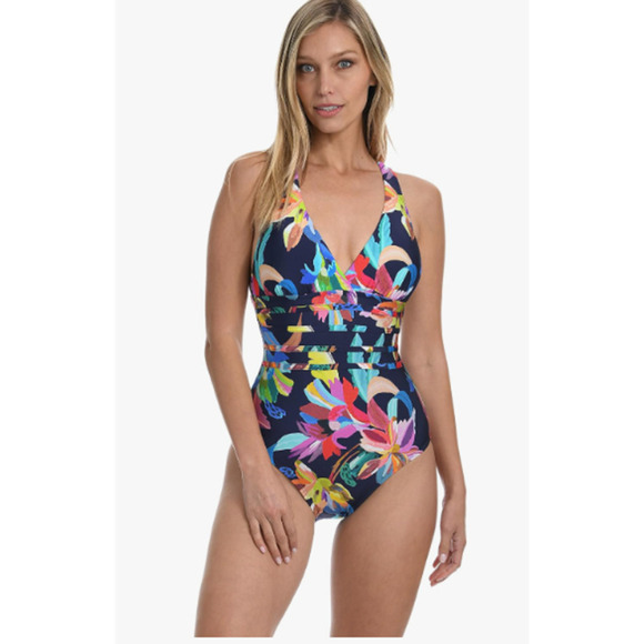 La Blanca By The Sea Multi Strap Cross Back Mio Swimsuit Indigo 8 - Picture 1 of 9